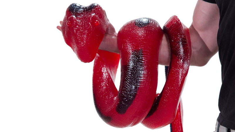 Illustration for article titled This 26 Pound 36,000 Calorie Gummy Python Will Probably Still Kill You